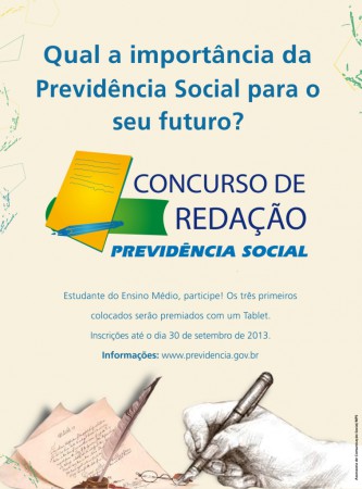 Previdência Social lança concurso de redação para estudantes do ensino médio!